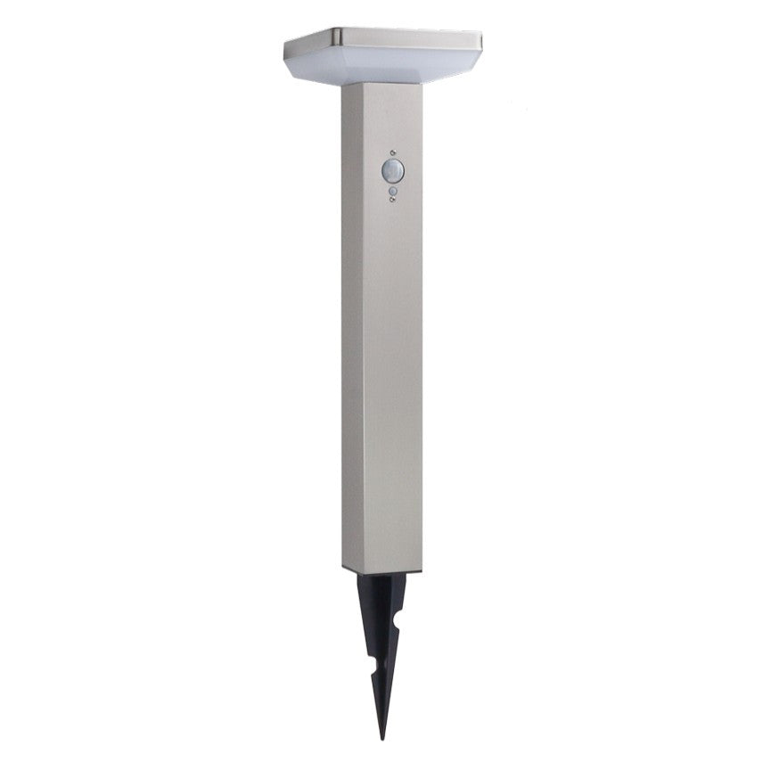 LED Solar Lawn Lamp+Spike SS-Brushed Aluminium 4.4W Sensor