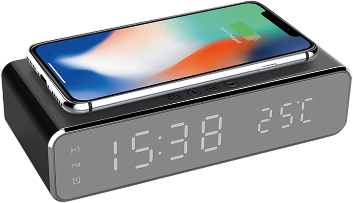 Wireless Charger Clock + Thermometer - energy label