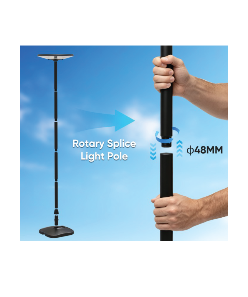 LED Solar Garden/Park Lamp CCT Black +2.5M Pole + Water Tank IP65 + Remote Control - image 9