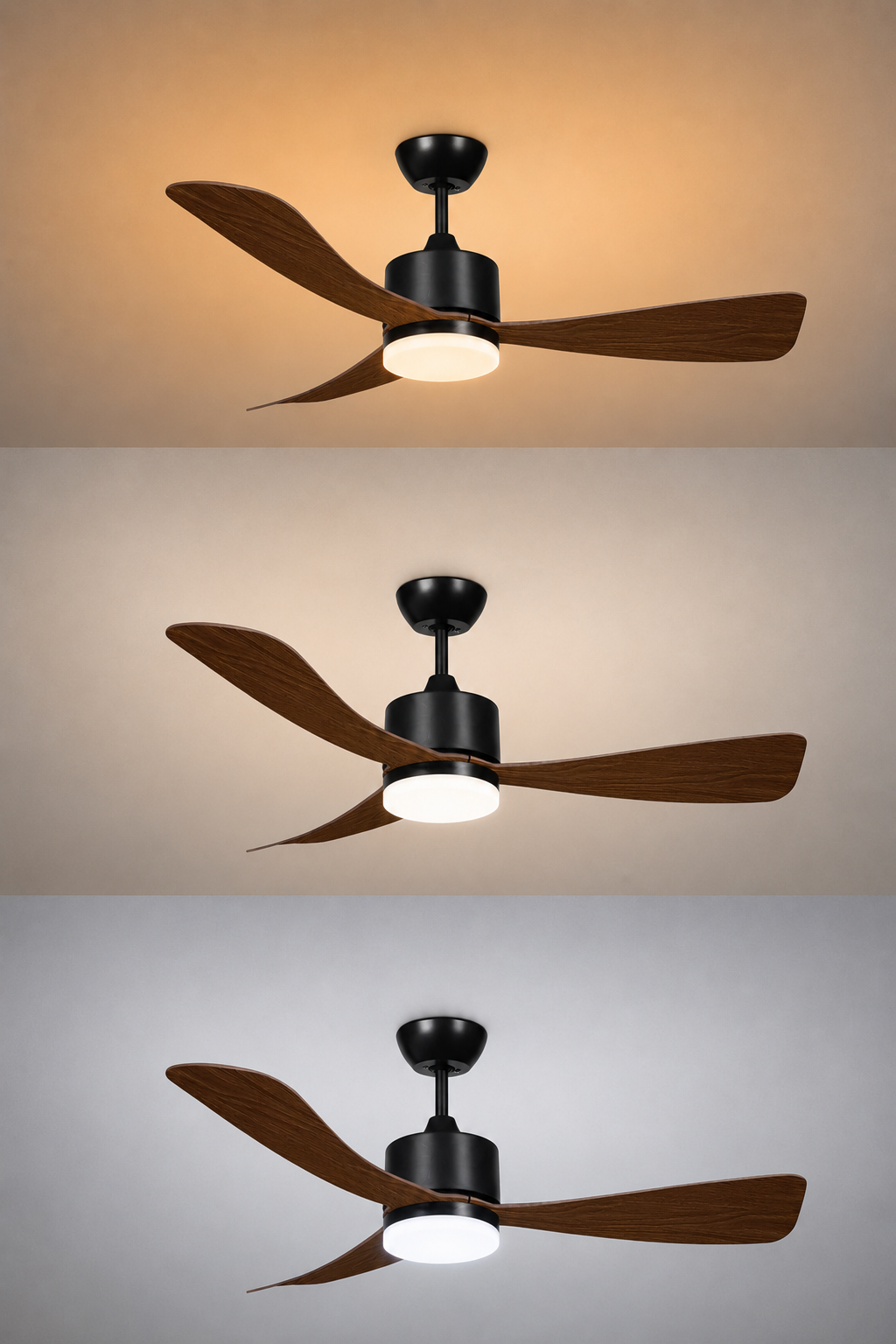 LED FAN Ceiling 18W/3CCT Black/Wood + Remote Control - energy label