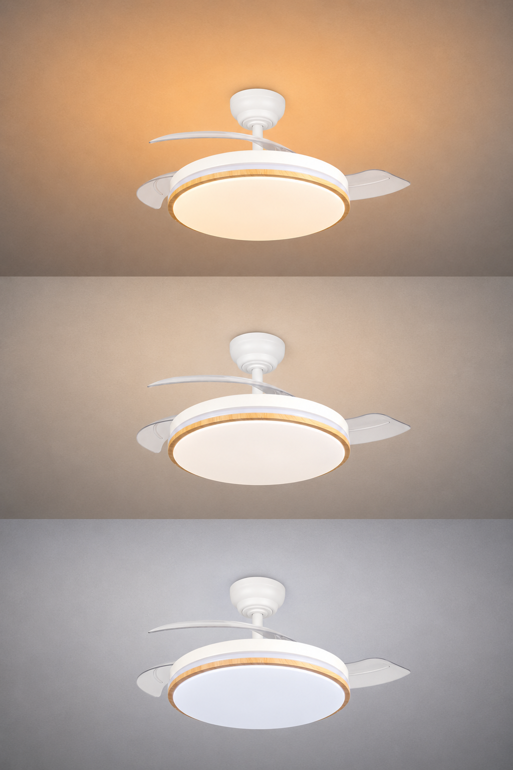 LED FAN Ceiling 30W/3CCT White/Wood + Remote Control - energy label