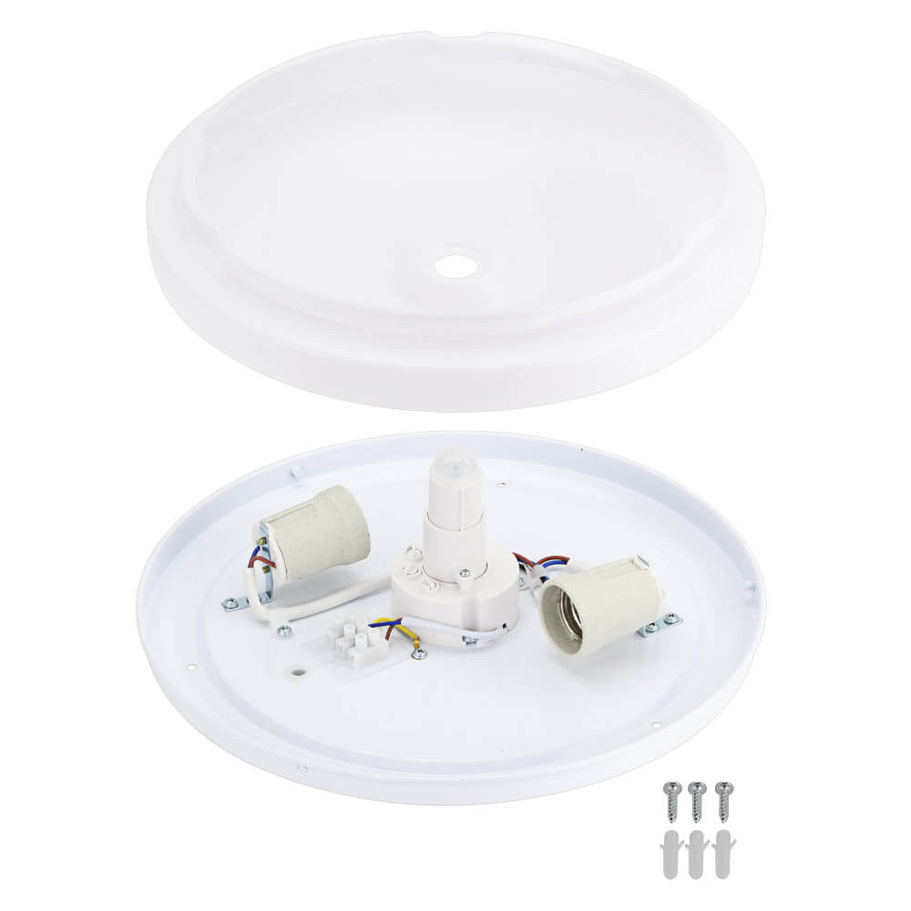 LED Outdoor Ceiling Light White PIR-SENSOR 2xE27 Socket - image 3