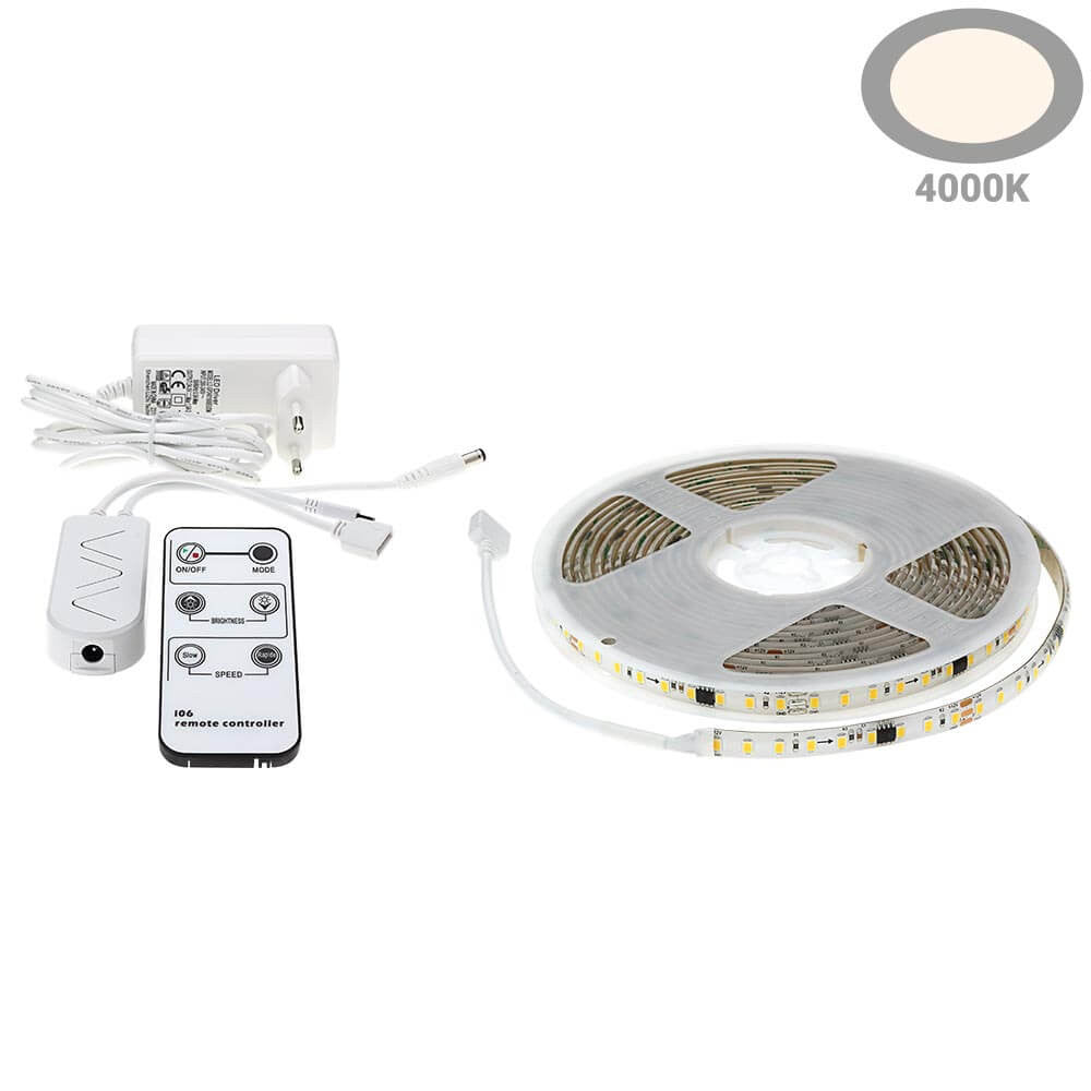 LED STRIP SET Power Supply 12V + Remote Control + 5M 2835 LED Strip Roll 126 SMD/M IP65 - product view