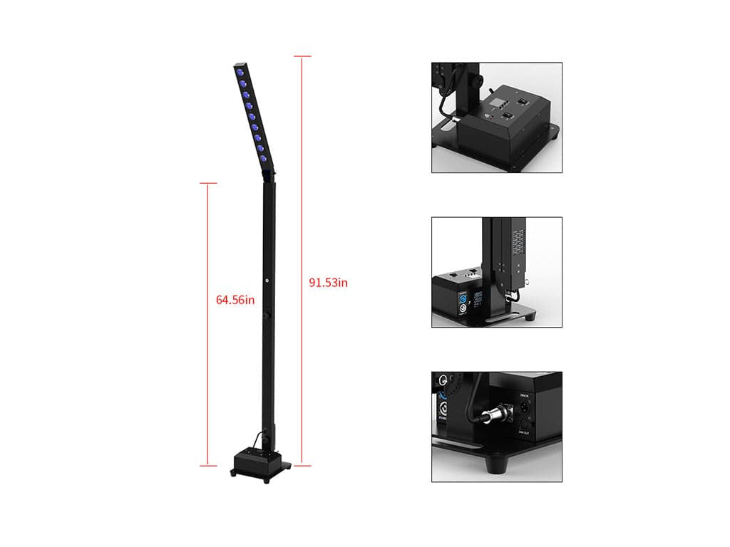 LED 9x10W Battery RGBWA+UV Mast Light - product view