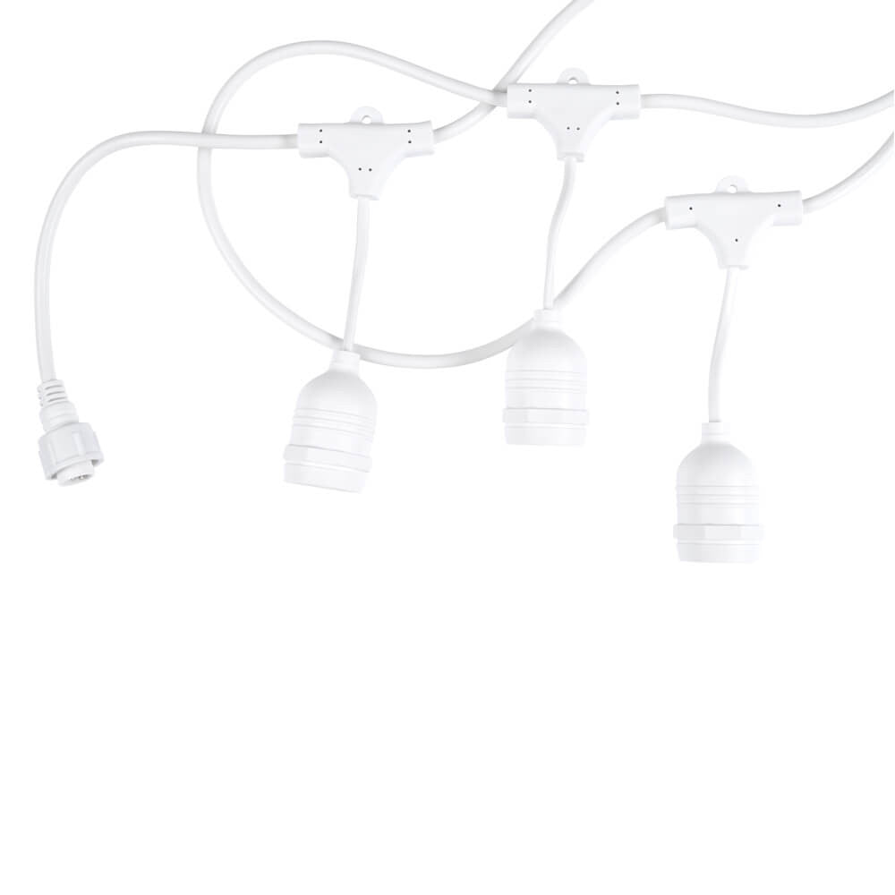 Outdoor String Light White 15PCS E27 14.4M Suspended Sockets - Bulbs Not Included