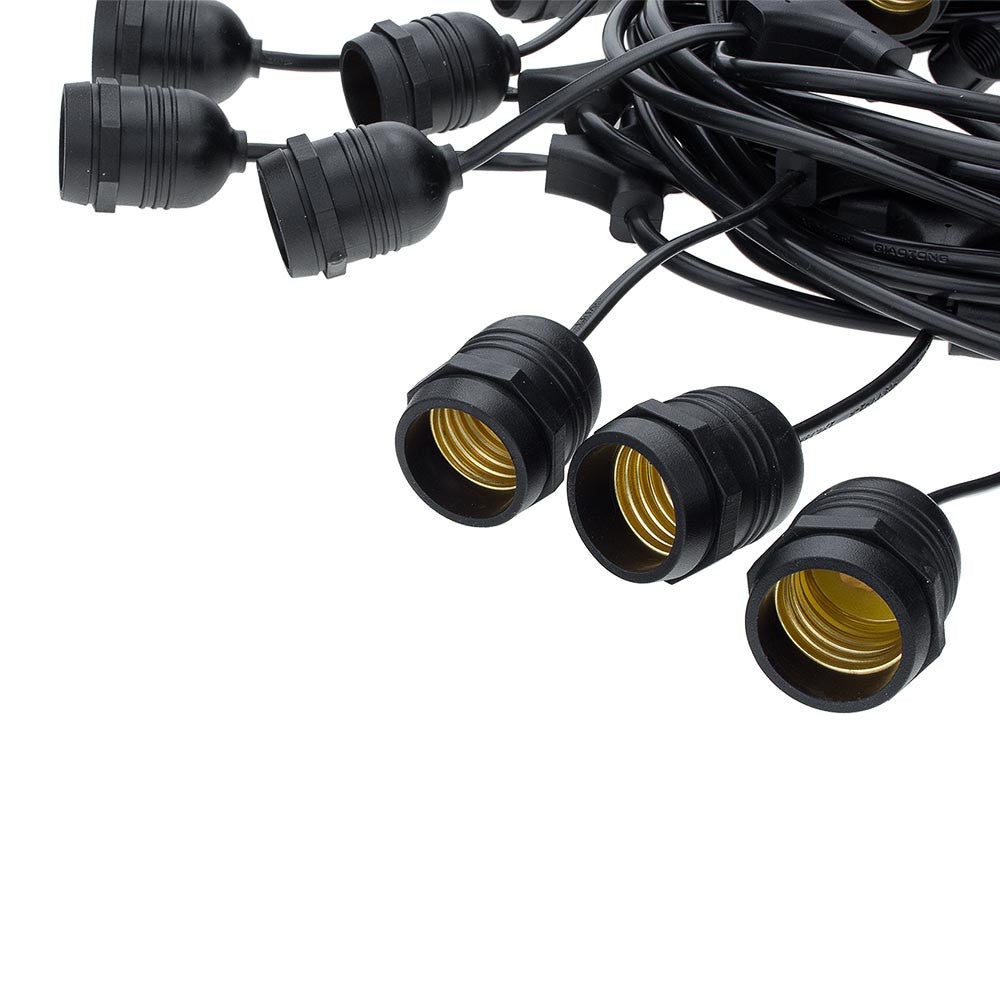 Outdoor String Light 15PCS E27 Suspended Sockets - Bulbs Not Included - 13,50M + 1M Cable